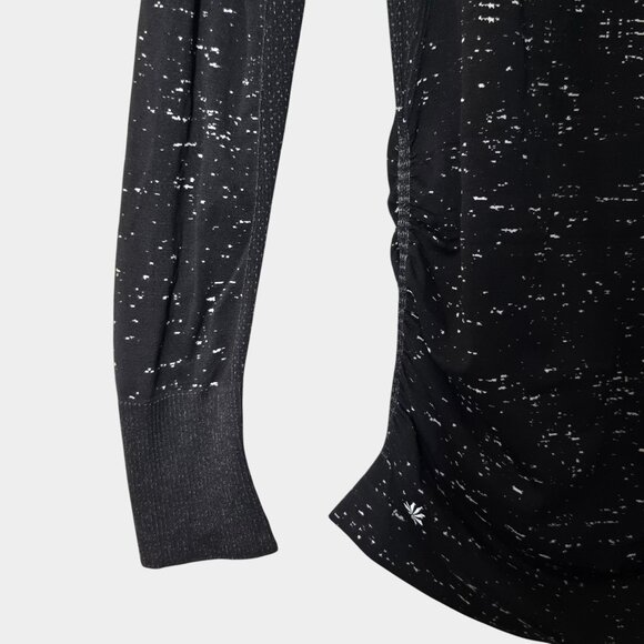 Athleta Speedlight Speckle Long Sleeve Top M Black Workout Athleisure Yoga NWOT - Picture 3 of 9
